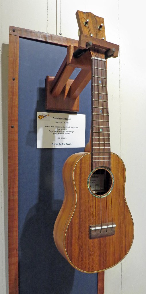 14 - Sam Rosen's all koa soprano ukulele with rosewood fretboard and bridge. Paua abalone rosette