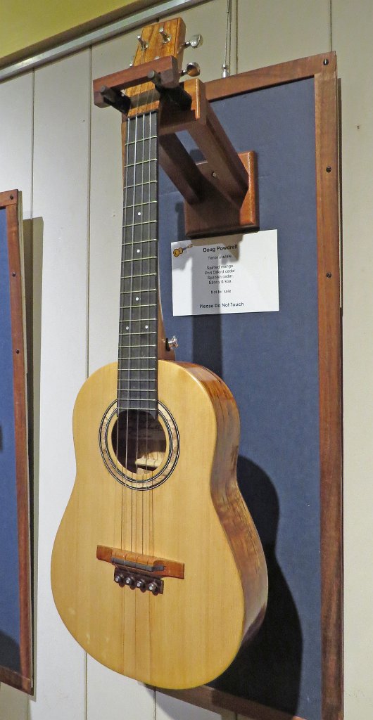 30 - Doug Powdrell's spalted mango tenor ukulele with Port Orford cedar top, Spanish cedar neck, ebony fretboard and koa headstock