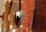 A palm tree-shaped sound port in Chuck Moore's ukulele