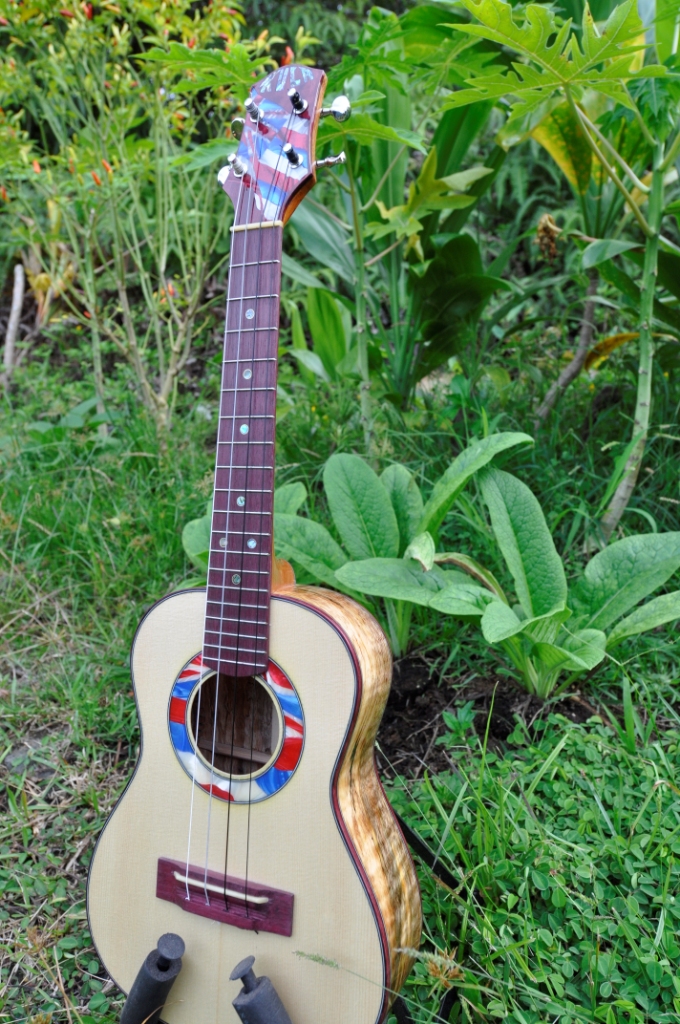 Crist Pung - Hawaiian Flag tenor with purple heart appointments on spruce and spalted mango