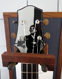 Headstock detail on koa tenor ukulele by Crist Pung