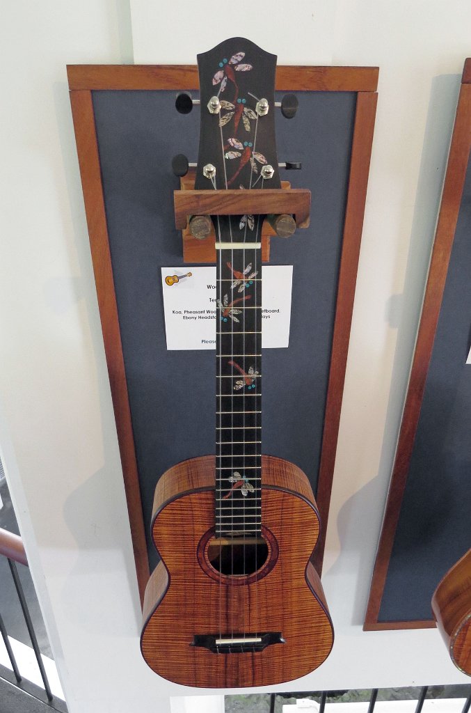 29 - Woodley White's koa tenor ukulele with dragonfly inlay