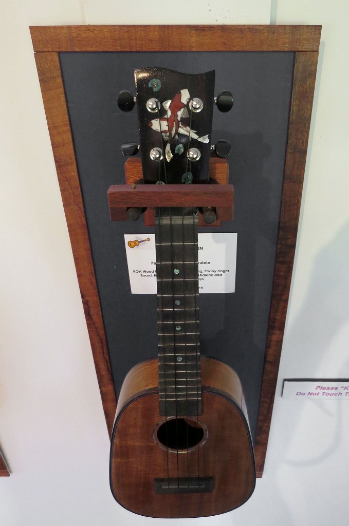 34 - Inlay detail on headstock of Sam Rosen's koa pineapple concert ukulele
