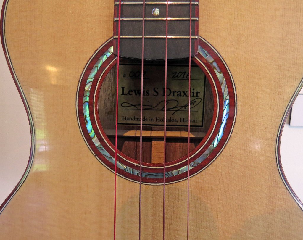 52 - Rosette close up on Lewis Draxlir's koa and spruce tenor ukulele