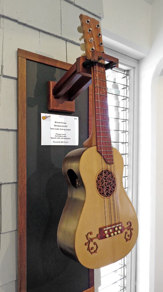 14 - Michael Perdue's Baroque style 8 string pheasant wood and Port Orford cedar tenor ukulele