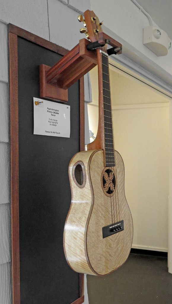 01 Paul Arrington's curly mango with koa highlights tenor ukulele