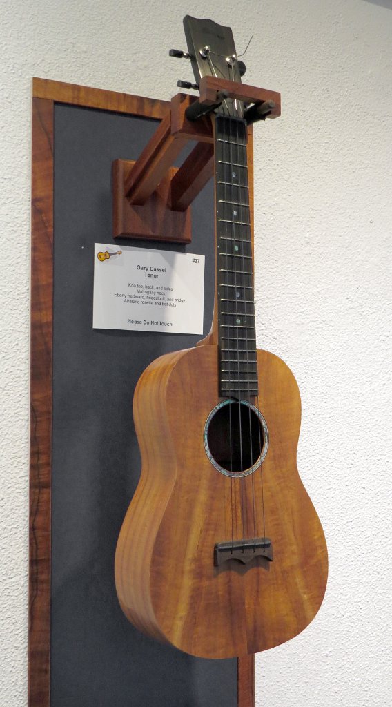 27 Gary Cassel's koa tenor ukulele with Paua abalone rosette