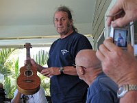 Bob Gleason offers a look at his redwood and myrtlewood ukulele