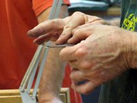 Pat McGowan shared his exacting method of sharpening plane blades and chisels